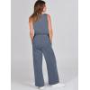 imageANRABESS Womens Jumpsuits 2025 Spring Fall Thick Casual Romper Sleeveless Wide Leg Pants One Piece Outfits Vacation ClothesGray Blue