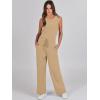 imageANRABESS Womens Jumpsuits 2025 Spring Fall Thick Casual Romper Sleeveless Wide Leg Pants One Piece Outfits Vacation ClothesKhaki