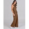 imageANRABESS Womens Jumpsuits 2025 Spring Fall Thick Casual Romper Sleeveless Wide Leg Pants One Piece Outfits Vacation ClothesLight Brown