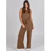 imageANRABESS Womens Jumpsuits 2025 Spring Fall Thick Casual Romper Sleeveless Wide Leg Pants One Piece Outfits Vacation ClothesLight Brown