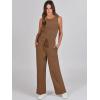 imageANRABESS Womens Jumpsuits 2025 Spring Fall Thick Casual Romper Sleeveless Wide Leg Pants One Piece Outfits Vacation ClothesLight Brown