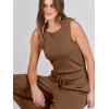 imageANRABESS Womens Jumpsuits 2025 Spring Fall Thick Casual Romper Sleeveless Wide Leg Pants One Piece Outfits Vacation ClothesLight Brown