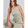 imageANRABESS Womens Jumpsuits 2025 Spring Fall Thick Casual Romper Sleeveless Wide Leg Pants One Piece Outfits Vacation ClothesLight Khaki