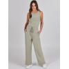 imageANRABESS Womens Jumpsuits 2025 Spring Fall Thick Casual Romper Sleeveless Wide Leg Pants One Piece Outfits Vacation ClothesLight Khaki