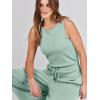imageANRABESS Womens Jumpsuits 2025 Spring Fall Thick Casual Romper Sleeveless Wide Leg Pants One Piece Outfits Vacation ClothesPea Green