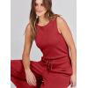imageANRABESS Womens Jumpsuits 2025 Spring Fall Thick Casual Romper Sleeveless Wide Leg Pants One Piece Outfits Vacation ClothesRed