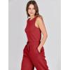 imageANRABESS Womens Jumpsuits 2025 Spring Fall Thick Casual Romper Sleeveless Wide Leg Pants One Piece Outfits Vacation ClothesRed