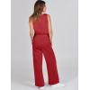 imageANRABESS Womens Jumpsuits 2025 Spring Fall Thick Casual Romper Sleeveless Wide Leg Pants One Piece Outfits Vacation ClothesRed