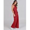 imageANRABESS Womens Jumpsuits 2025 Spring Fall Thick Casual Romper Sleeveless Wide Leg Pants One Piece Outfits Vacation ClothesRed
