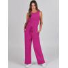 imageANRABESS Womens Jumpsuits 2025 Spring Fall Thick Casual Romper Sleeveless Wide Leg Pants One Piece Outfits Vacation ClothesRose