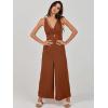 imageANRABESS Womens Jumpsuits Summer Wide Leg Sleeveless V Neck Casual Dressy Linen Pants Rompers 2025 Vacation Beach OutfitsCaramel