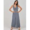 imageANRABESS Womens Jumpsuits Summer Wide Leg Sleeveless V Neck Casual Dressy Linen Pants Rompers 2025 Vacation Beach OutfitsDark Grey
