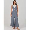 imageANRABESS Womens Jumpsuits Summer Wide Leg Sleeveless V Neck Casual Dressy Linen Pants Rompers 2025 Vacation Beach OutfitsDark Grey