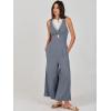 imageANRABESS Womens Jumpsuits Summer Wide Leg Sleeveless V Neck Casual Dressy Linen Pants Rompers 2025 Vacation Beach OutfitsDark Grey