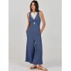 imageANRABESS Womens Jumpsuits Summer Wide Leg Sleeveless V Neck Casual Dressy Linen Pants Rompers 2025 Vacation Beach OutfitsDeep Blue