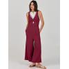 imageANRABESS Womens Jumpsuits Summer Wide Leg Sleeveless V Neck Casual Dressy Linen Pants Rompers 2025 Vacation Beach OutfitsFuchsia