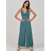 imageANRABESS Womens Jumpsuits Summer Wide Leg Sleeveless V Neck Casual Dressy Linen Pants Rompers 2025 Vacation Beach OutfitsLake Blue
