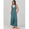 imageANRABESS Womens Jumpsuits Summer Wide Leg Sleeveless V Neck Casual Dressy Linen Pants Rompers 2025 Vacation Beach OutfitsLake Blue