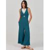 imageANRABESS Womens Jumpsuits Summer Wide Leg Sleeveless V Neck Casual Dressy Linen Pants Rompers 2025 Vacation Beach OutfitsTeal