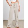 imageANRABESS Womens Linen Palazzo Pants Summer Flowy Wide Leg Drawstring Casual Trousers with Pockets Beach Vacation OutfitsApricot