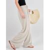 imageANRABESS Womens Linen Palazzo Pants Summer Flowy Wide Leg Drawstring Casual Trousers with Pockets Beach Vacation OutfitsApricot