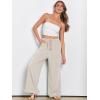 imageANRABESS Womens Linen Palazzo Pants Summer Flowy Wide Leg Drawstring Casual Trousers with Pockets Beach Vacation OutfitsApricot