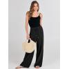 imageANRABESS Womens Linen Palazzo Pants Summer Flowy Wide Leg Drawstring Casual Trousers with Pockets Beach Vacation OutfitsBlack