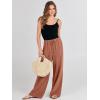 imageANRABESS Womens Linen Palazzo Pants Summer Flowy Wide Leg Drawstring Casual Trousers with Pockets Beach Vacation OutfitsRust