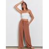 imageANRABESS Womens Linen Palazzo Pants Summer Flowy Wide Leg Drawstring Casual Trousers with Pockets Beach Vacation OutfitsRust