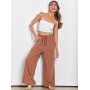 imageANRABESS Womens Linen Palazzo Pants Summer Flowy Wide Leg Drawstring Casual Trousers with Pockets Beach Vacation OutfitsRust