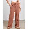 imageANRABESS Womens Linen Palazzo Pants Summer Flowy Wide Leg Drawstring Casual Trousers with Pockets Beach Vacation OutfitsRust