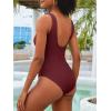 imageANRABESS Womens One Piece Swimsuit 2025 Summer Solid Square Neck Tummy Control Modest Full Coverage Ribbed Bathing SuitsBurgundy