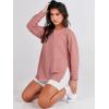 imageANRABESS Womens Oversized Sweatshirts Crewneck Long Sleeve Tunic Pullover Shirts Side Zipper Hoodies 2025 Fall ClothesDark Pink