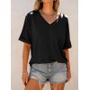 imageANRABESS Womens Oversized T Shirts Short Sleeve V Neck Summer Tops Casual Loose Basic Plain Tee Shirts 2025 Clothes OutfitsBlack