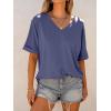 imageANRABESS Womens Oversized T Shirts Short Sleeve V Neck Summer Tops Casual Loose Basic Plain Tee Shirts 2025 Clothes OutfitsBlue Gray