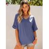 imageANRABESS Womens Oversized T Shirts Short Sleeve V Neck Summer Tops Casual Loose Basic Plain Tee Shirts 2025 Clothes OutfitsBlue Gray