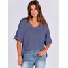 imageANRABESS Womens Oversized T Shirts Short Sleeve V Neck Summer Tops Casual Loose Basic Plain Tee Shirts 2025 Clothes OutfitsBlue Gray