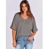 imageANRABESS Womens Oversized T Shirts Short Sleeve V Neck Summer Tops Casual Loose Basic Plain Tee Shirts 2025 Clothes OutfitsBrown