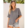 imageANRABESS Womens Oversized T Shirts Short Sleeve V Neck Summer Tops Casual Loose Basic Plain Tee Shirts 2025 Clothes OutfitsBrown