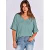 imageANRABESS Womens Oversized T Shirts Short Sleeve V Neck Summer Tops Casual Loose Basic Plain Tee Shirts 2025 Clothes OutfitsCadet Blue