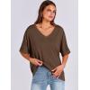imageANRABESS Womens Oversized T Shirts Short Sleeve V Neck Summer Tops Casual Loose Basic Plain Tee Shirts 2025 Clothes OutfitsDark Brown