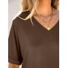 imageANRABESS Womens Oversized T Shirts Short Sleeve V Neck Summer Tops Casual Loose Basic Plain Tee Shirts 2025 Clothes OutfitsDark Brown