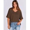 imageANRABESS Womens Oversized T Shirts Short Sleeve V Neck Summer Tops Casual Loose Basic Plain Tee Shirts 2025 Clothes OutfitsDark Brown
