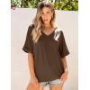 imageANRABESS Womens Oversized T Shirts Short Sleeve V Neck Summer Tops Casual Loose Basic Plain Tee Shirts 2025 Clothes OutfitsDark Brown