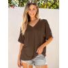 imageANRABESS Womens Oversized T Shirts Short Sleeve V Neck Summer Tops Casual Loose Basic Plain Tee Shirts 2025 Clothes OutfitsDark Brown