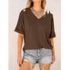 imageANRABESS Womens Oversized T Shirts Short Sleeve V Neck Summer Tops Casual Loose Basic Plain Tee Shirts 2025 Clothes OutfitsDark Brown