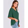 imageANRABESS Womens Oversized T Shirts Short Sleeve V Neck Summer Tops Casual Loose Basic Plain Tee Shirts 2025 Clothes OutfitsDark Green