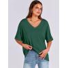 imageANRABESS Womens Oversized T Shirts Short Sleeve V Neck Summer Tops Casual Loose Basic Plain Tee Shirts 2025 Clothes OutfitsDark Green