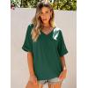 imageANRABESS Womens Oversized T Shirts Short Sleeve V Neck Summer Tops Casual Loose Basic Plain Tee Shirts 2025 Clothes OutfitsDark Green