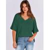 imageANRABESS Womens Oversized T Shirts Short Sleeve V Neck Summer Tops Casual Loose Basic Plain Tee Shirts 2025 Clothes OutfitsDark Green